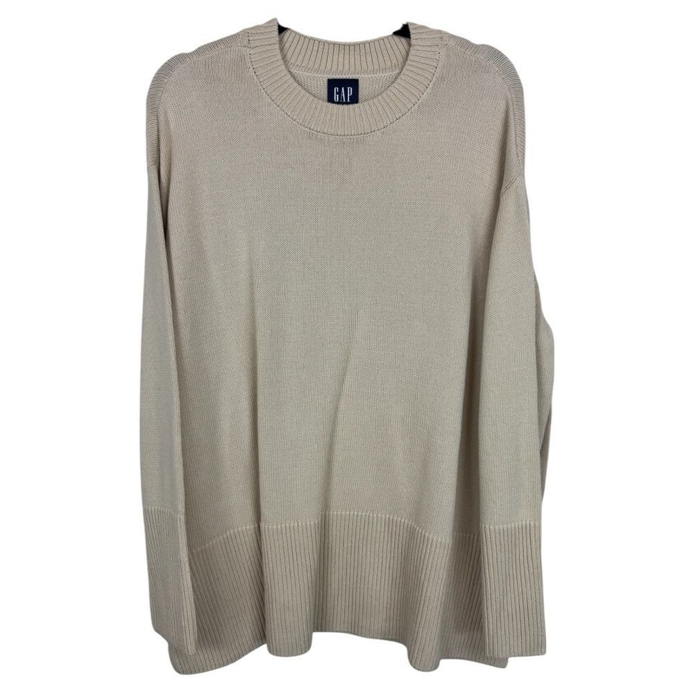 Gap Womens Cream Oversized Crewneck Cotton Sweater Size XXL